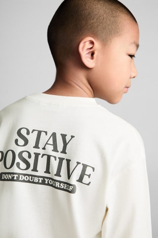 T-shirt manches longues imprimé - Blanc cassé