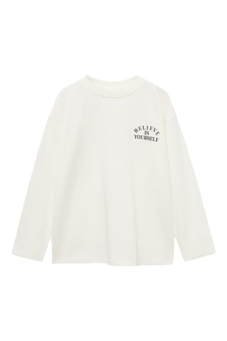 T-shirt manches longues imprimé - Blanc cassé