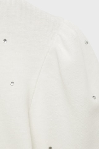 T-shirt manches longues détail strass - Blanc cassé