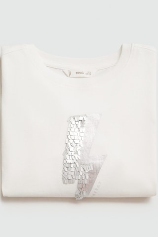 T-shirt imprimé paillettes - Blanc cassé
