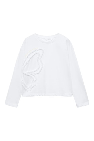 T-shirt détails brodés - Blanc cassé