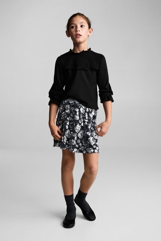 T-shirt détails froncés - Noir