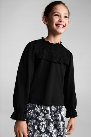 T-shirt détails froncés - Noir