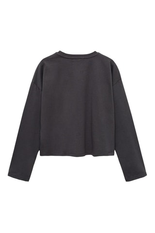 T-shirt manches longues détail strass - Anthracite