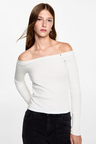 T-shirt épaules dénudées - Blanc cassé