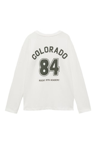 T-shirt imprimé détails brodés - Blanc cassé