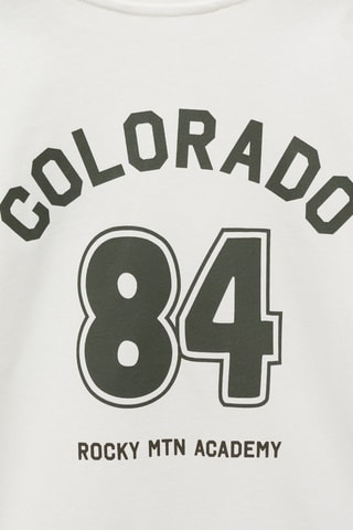 T-shirt imprimé détails brodés - Blanc cassé