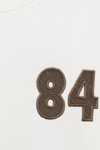 T-shirt imprimé détails brodés - Blanc cassé