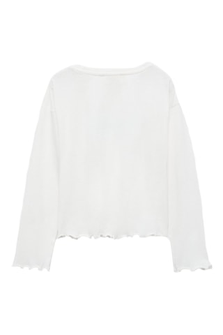 T-shirt coton détail brodé - Blanc cassé