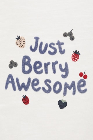 T-shirt manches longues imprimé relief - Blanc cassé