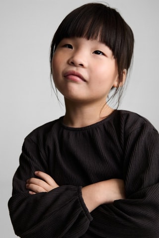 T-shirt manches longues bouffantes - Anthracite