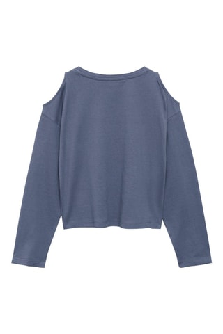 T-shirt coton ouverture épaules - Bleu