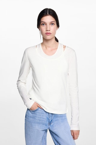 T-shirt coton double - Blanc cassé