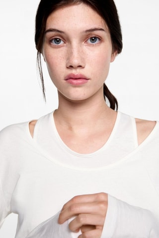 T-shirt coton double - Blanc cassé