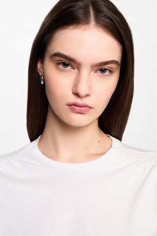 T-shirt détails froncés - Blanc cassé