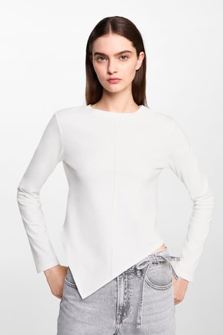 T-shirt base asymétrique - Blanc cassé