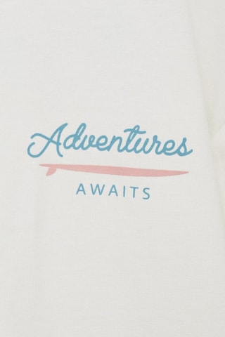 T-shirt coton détail brodé - Blanc cassé