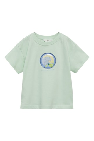 T-shirt imprimé détail relief - Vert pastel