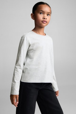 T-shirt coton à rayures - Gris clair