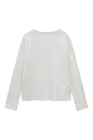 T-shirt coton à rayures - Gris clair