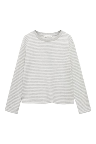 T-shirt coton à rayures - Gris clair