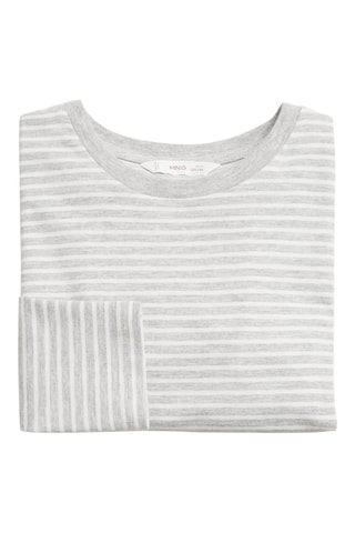 T-shirt coton à rayures - Gris clair