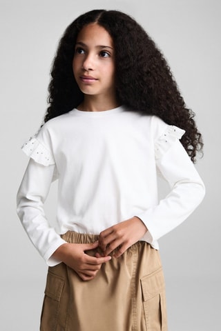 T-shirt clouté volants - Blanc cassé