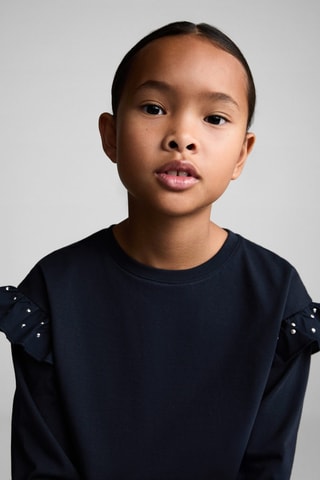 T-shirt clouté volants - Bleu marine