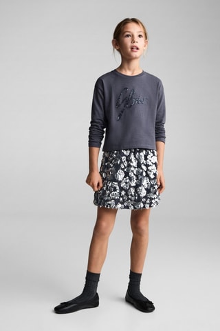 T-shirt coton perles - Bleu pétrole