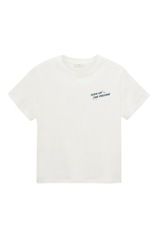 T-shirt coton imprimé - Blanc cassé