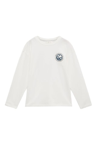 T-shirt coton imprimé - Blanc cassé