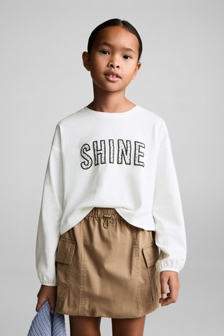 T-shirt détail perles - Blanc cassé