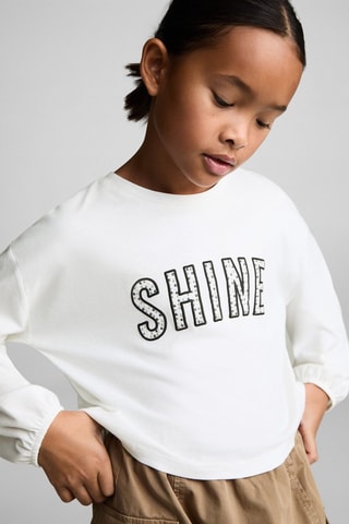 T-shirt détail perles - Blanc cassé