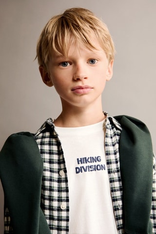 T-shirt en coton imprimé - Blanc cassé