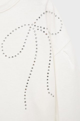 T-shirt manches longues détail strass - Blanc cassé