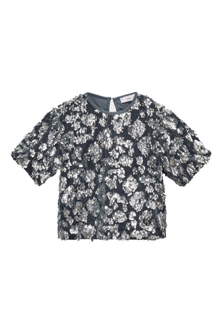 T-shirt paillettes - Bleu