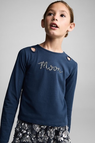 T-shirt paillettes - Bleu