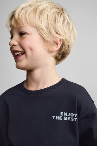 T-shirt manches longues imprimé - Bleu marine