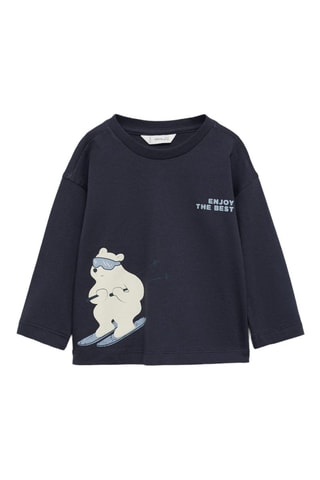 T-shirt manches longues imprimé - Bleu marine