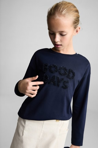 T-shirt détails relief - Bleu marine