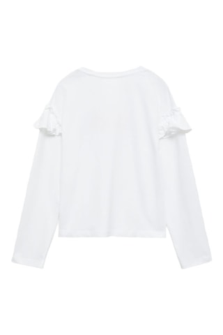 T-shirt manches longues volants - Blanc cassé