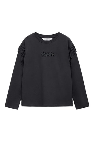 T-shirt brodé franges - Anthracite