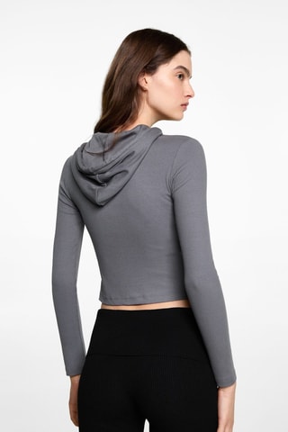 Sweat-shirt à capuche côtelé - Anthracite