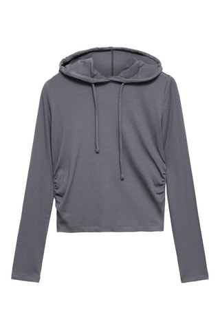 Sweat-shirt à capuche côtelé - Anthracite