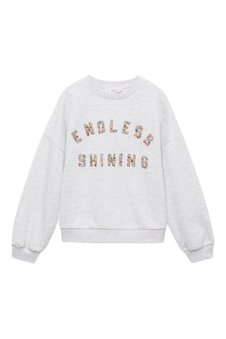 Sweat-shirt à message en relief - Gris clair chiné