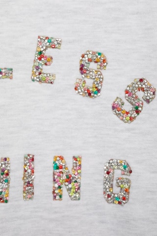 Sweat-shirt à message en relief - Gris clair chiné