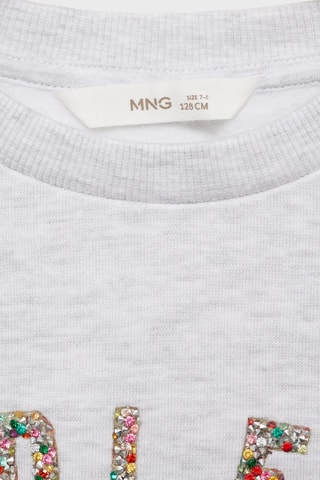 Sweat-shirt à message en relief - Gris clair chiné