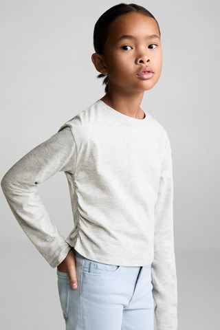 T-shirt détail froncé - Gris clair chiné