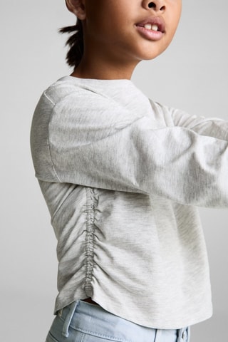 T-shirt détail froncé - Gris clair chiné