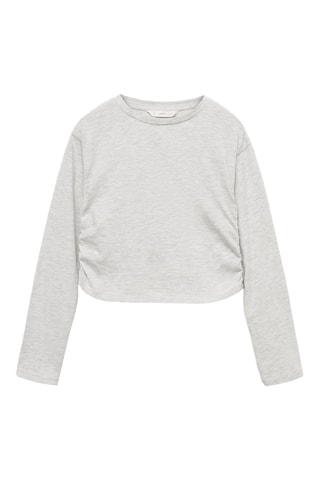 T-shirt détail froncé - Gris clair chiné